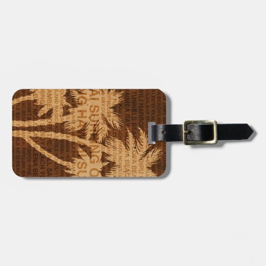 サーフィンハワイパームツフェイクリーズウッドラゲッジタグ ラゲッジタグ (正面横)