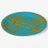 サーフィンハワイパームツリーズハワイアントロピカル ペーパープレート (アングル)