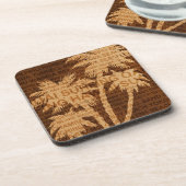 サーフィンハワイパームツリーズフェイクウッドコースター コースター (左側)