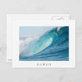 サーフィンバレル波,ハワイ,白はがき ポストカード (正面/裏面)