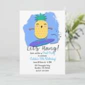 サーフィンパイナップルサマー誕生日プールスイムパーティー 招待状 (スタンド正面)