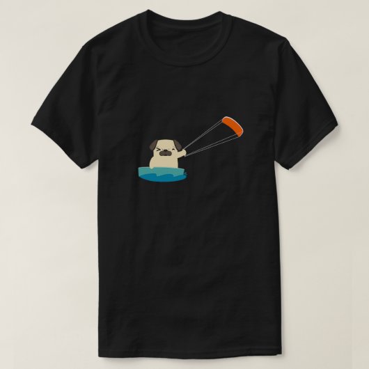 サーフィンパグサーフボードサーフィン Tシャツ (デザイン正面)