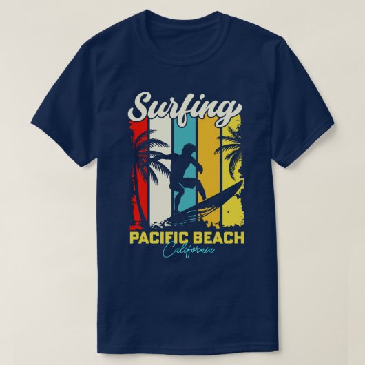 サーフィンパシフィックビーチカリフォルニア Tシャツ (デザイン正面)