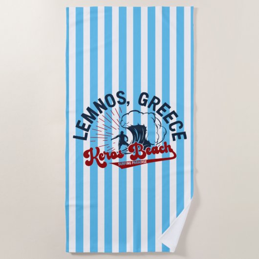 サーフィンパラダイス：ケロスビーチ、レームノス、ギリシャ ビーチタオル (正面)