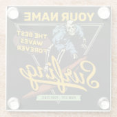 サーフィンパーソナライズされたスケルトン乗用波探査機 ガラスコースター (裏面)