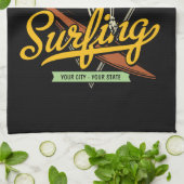 サーフィンパーソナライズされたスケルトン乗用波探査機 キッチンタオル (折り畳み)