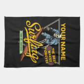 サーフィンパーソナライズされたスケルトン乗用波探査機 キッチンタオル (横)