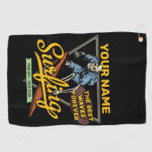 サーフィンパーソナライズされたスケルトン乗用波探査機 ゴルフタオル (横)