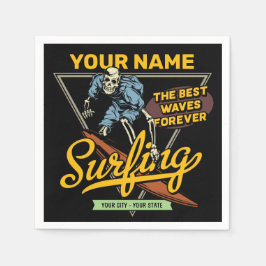 サーフィンパーソナライズされたスケルトン乗用波探査機 スタンダードカクテルナプキン