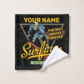 サーフィンパーソナライズされたスケルトン乗用波探査機 バスタオルセット (ウォッシュタオル)