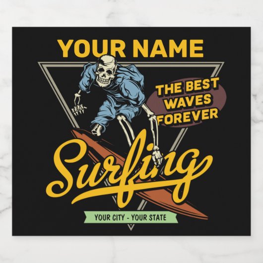 サーフィンパーソナライズされたスケルトン乗用波探査機 ビールラベル (シングルラベル)
