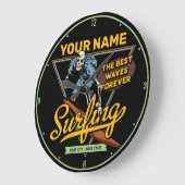 サーフィンパーソナライズされたスケルトン乗用波探査機 ラージ壁時計 (傾斜)