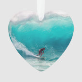 サーフィンビッグウェーブ海ビーチ日付写真カスタム オーナメント (正面)