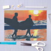 サーフィンビーチの美しい夕べ油 薄葉紙 (クラフト)