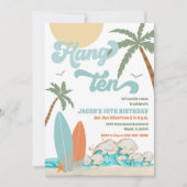 サーフィンビーチの誕生日パーティー招待状 招待状 (正面)