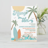 サーフィンビーチの誕生日パーティー招待状 招待状 (スタンド正面)
