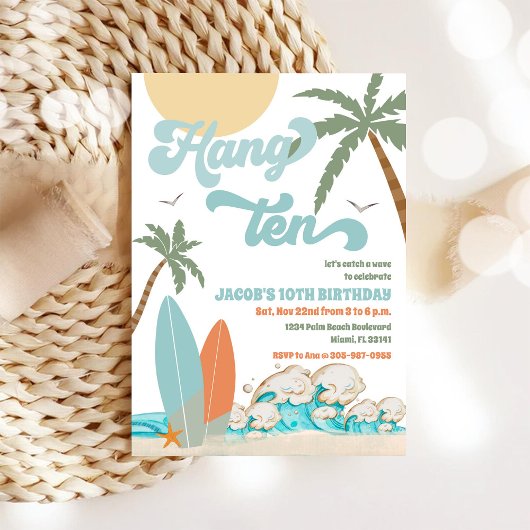 サーフィンビーチの誕生日パーティー招待状 招待状