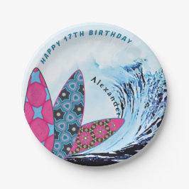 サーフィンビーチの誕生日パーティー ペーパープレート