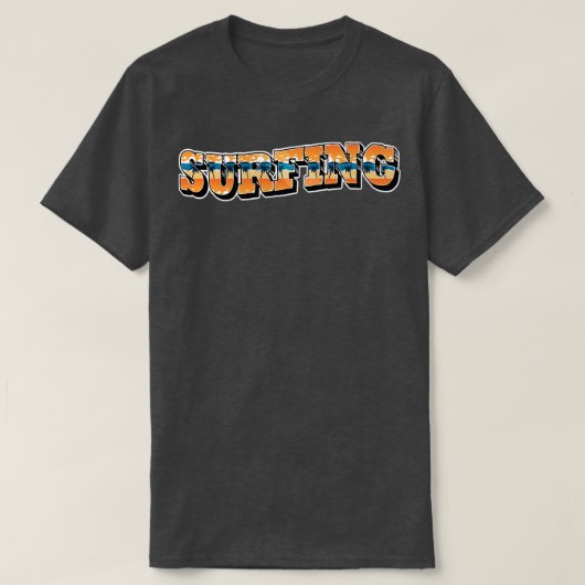サーフィンビーチサマータイポグラフィ Tシャツ (デザイン正面)