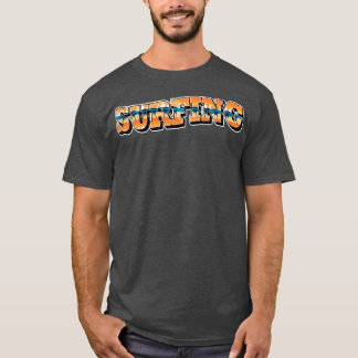 サーフィンビーチサマータイポグラフィ Tシャツ