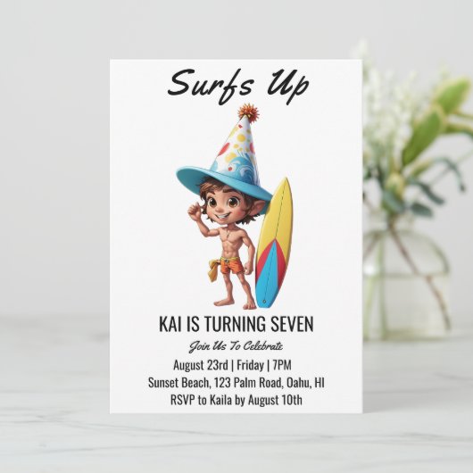 サーフィンビーチバースデーパーティ招待状 招待状 (スタンド正面)