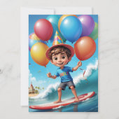 サーフィンビーチバースデーパーティ招待状 招待状 (正面)