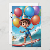 サーフィンビーチバースデーパーティ招待状 招待状 (正面/裏面)