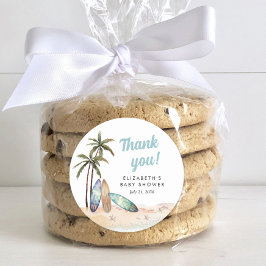 サーフィンビーチベビーシャワーありがとう ラウンドシール