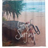 サーフィンビーチ海サーファー シャワーカーテン (正面)