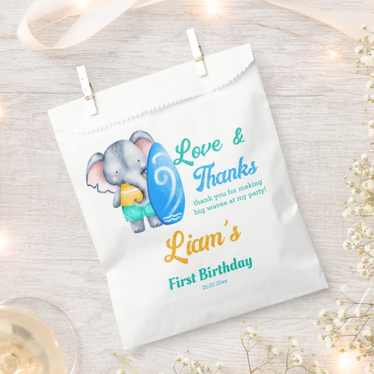 サーフィンビーチ海熱帯夏の誕生日 フェイバーバッグ (クリップ留めされた状態)