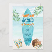 サーフィンビーチ海熱帯夏の誕生日 招待状 (正面)