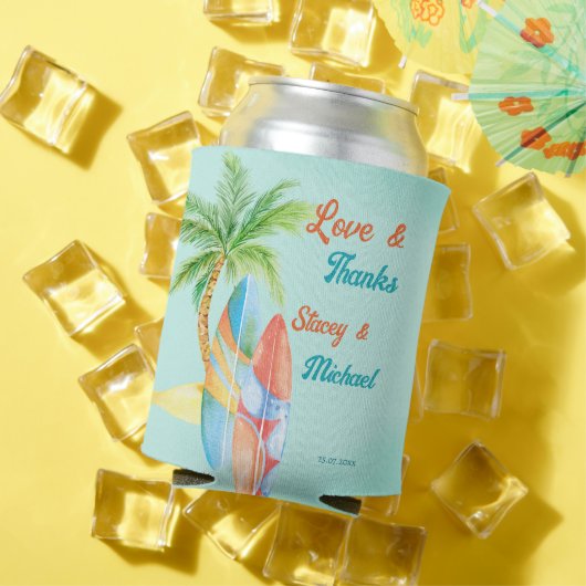 サーフィンビーチ熱帯海辺結婚式の引き出物 缶クーラー (インサイチュ 夏)