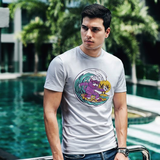 サーフィンピザ猫 Tシャツ