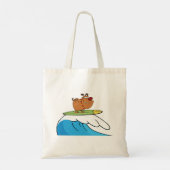 サーフィンブルドッグおもしろい犬トートバッグ トートバッグ (裏面)