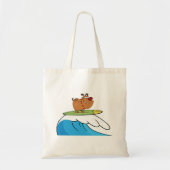 サーフィンブルドッグおもしろい犬トートバッグ トートバッグ (正面)