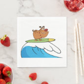 サーフィンブルドッグおもしろい犬ナプキンズ スタンダードランチョンナプキン (インサイチュ)