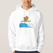 サーフィンブルドッグおもしろい犬フード付きスウェットシャツ パーカ (正面)