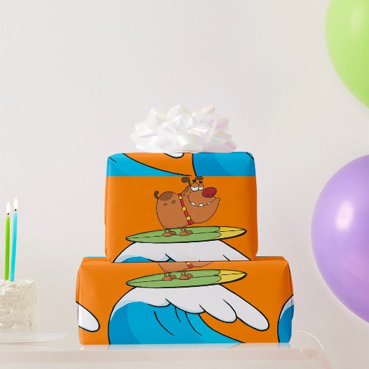 サーフィンブルドッグおもしろい犬包装紙 ラッピングペーパー