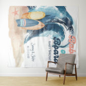 サーフィンベビーオンボードビーチツインベビーシャワー タペストリー (インサイチュ(横))