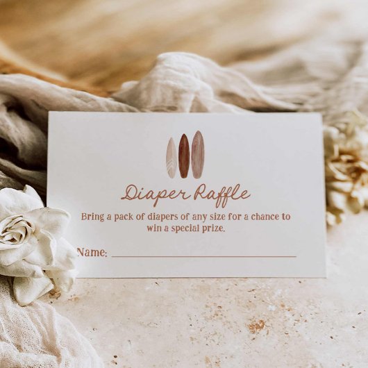 サーフィンベビーシャワーおむつゲームチケット エンクロージャーカード