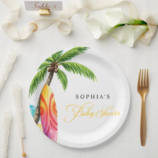 サーフィンボードサマービーチベビーシャワーパーティー ペーパープレート (ウェディング)