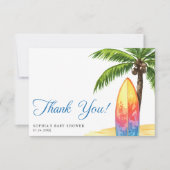 サーフィンボードサマービーチベビーシャワー サンキューカード (正面)