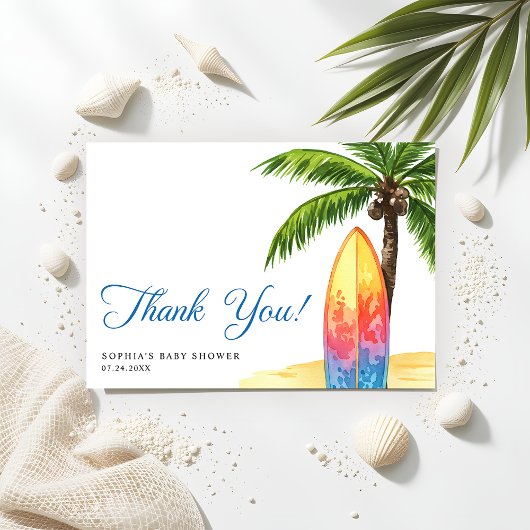 サーフィンボードサマービーチベビーシャワー サンキューカード