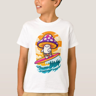 サーフィンマッシュルームdude:サイケデリックおもしろい夏の雰囲気 tシャツ