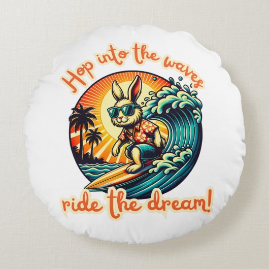 サーフィンラビットライディング海波 ラウンドクッション (正面)
