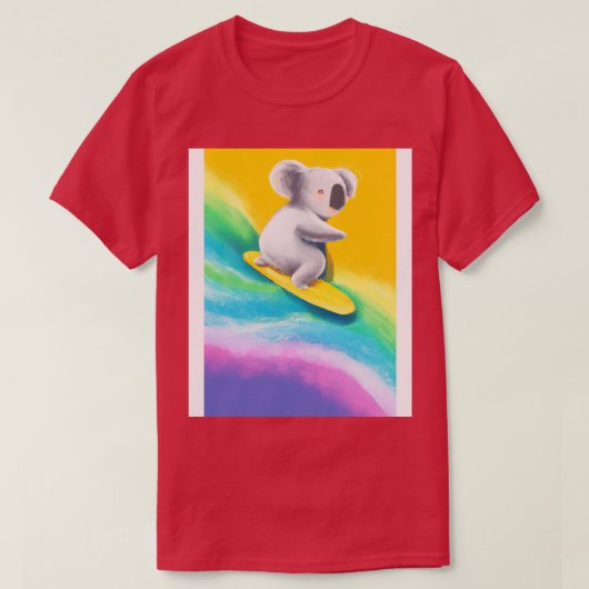 サーフィンレインボーコアラ Tシャツ (デザイン正面)