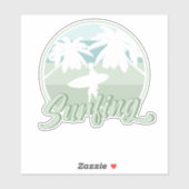 サーフィンレトロサーフボーディングサーファーギフト シール (シート)