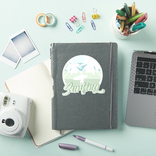 サーフィンレトロサーフボーディングサーファーギフト シール (iPadカバー)