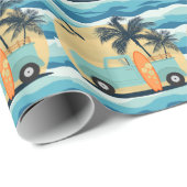 サーフィンレトロ包装紙 ラッピングペーパー (ロールコーナー)