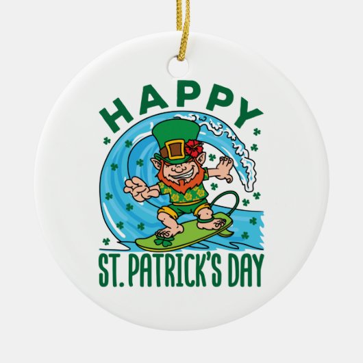 サーフィンレプレシャンハワイアンSt patricks day セラミックオーナメント (正面)